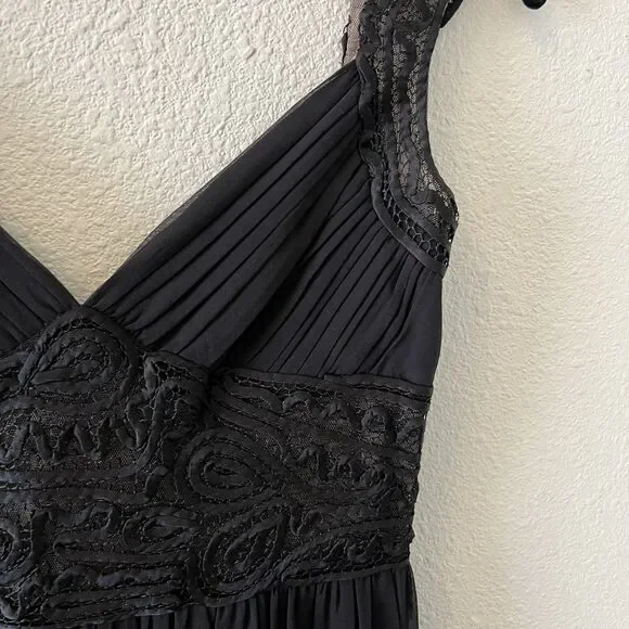 BCBG MaxAzria Dress Size 0 Silk Black Long Cap Sleeve Formal Black Tie Classic - Picture 7 of 16